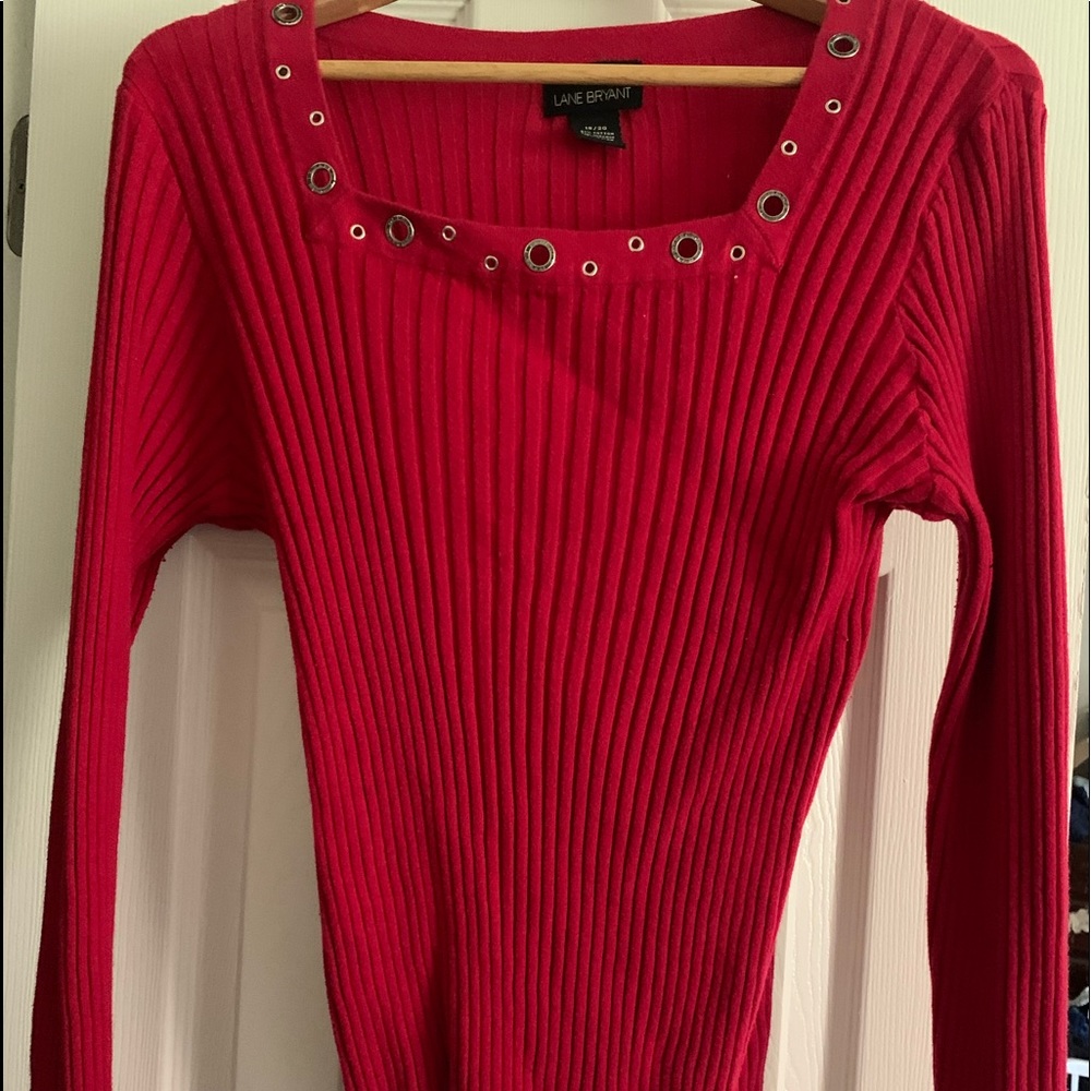 Lane Bryant red cable sweater